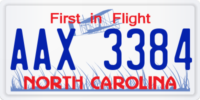 NC license plate AAX3384