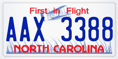 NC license plate AAX3388