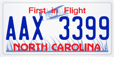 NC license plate AAX3399