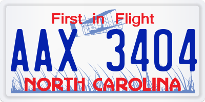 NC license plate AAX3404