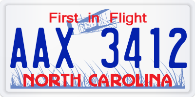 NC license plate AAX3412