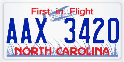 NC license plate AAX3420