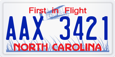 NC license plate AAX3421