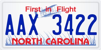 NC license plate AAX3422