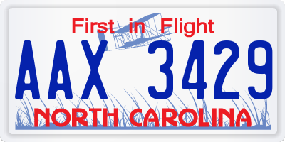 NC license plate AAX3429