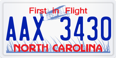 NC license plate AAX3430