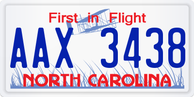 NC license plate AAX3438