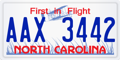 NC license plate AAX3442