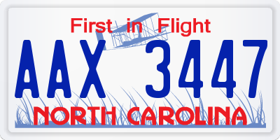 NC license plate AAX3447
