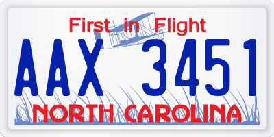 NC license plate AAX3451