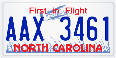 NC license plate AAX3461