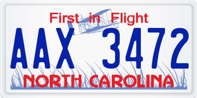 NC license plate AAX3472