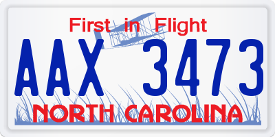 NC license plate AAX3473