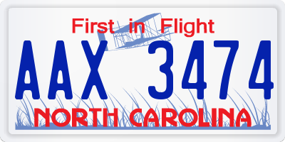 NC license plate AAX3474