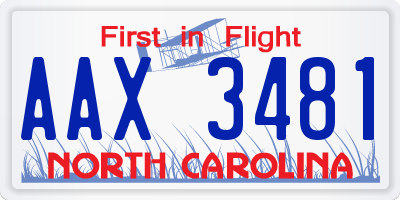 NC license plate AAX3481