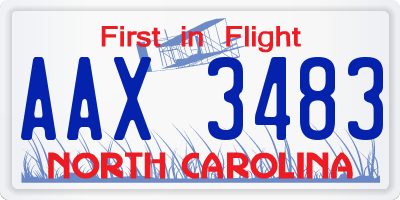 NC license plate AAX3483