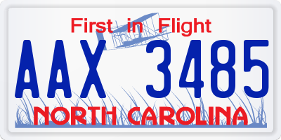 NC license plate AAX3485