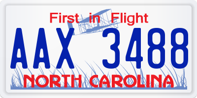 NC license plate AAX3488