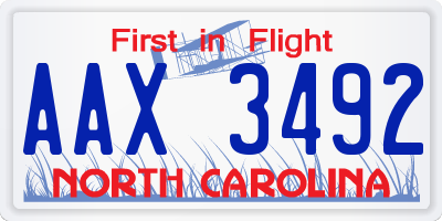 NC license plate AAX3492