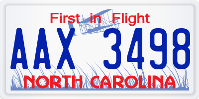 NC license plate AAX3498