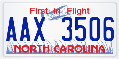 NC license plate AAX3506