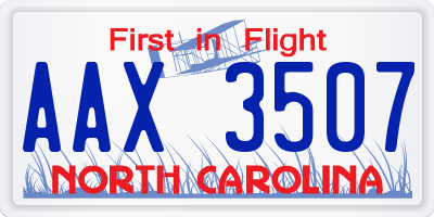NC license plate AAX3507