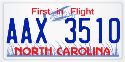 NC license plate AAX3510