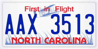NC license plate AAX3513