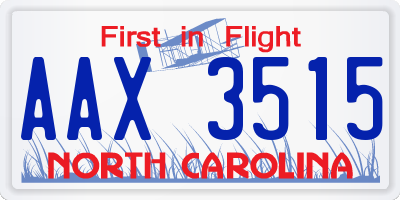 NC license plate AAX3515