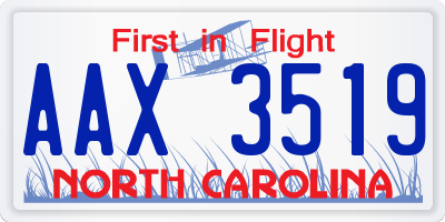 NC license plate AAX3519