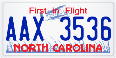 NC license plate AAX3536
