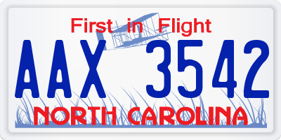 NC license plate AAX3542