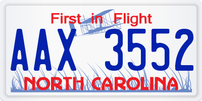 NC license plate AAX3552