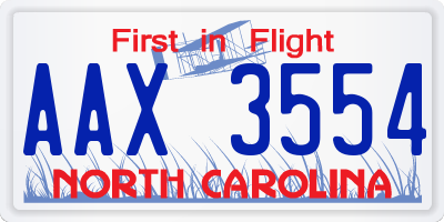 NC license plate AAX3554