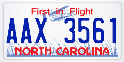 NC license plate AAX3561