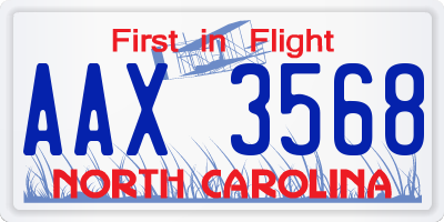 NC license plate AAX3568