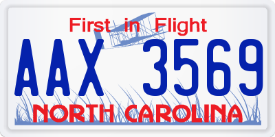 NC license plate AAX3569
