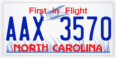 NC license plate AAX3570