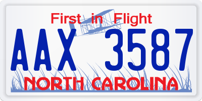 NC license plate AAX3587