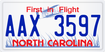 NC license plate AAX3597