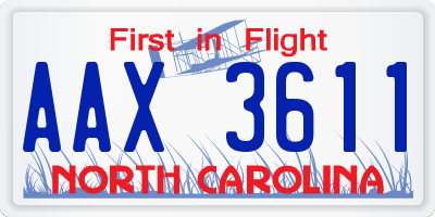 NC license plate AAX3611
