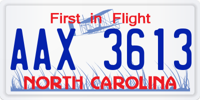 NC license plate AAX3613