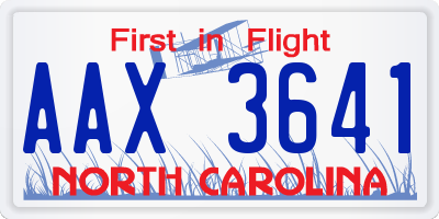 NC license plate AAX3641