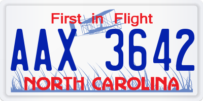 NC license plate AAX3642