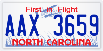 NC license plate AAX3659