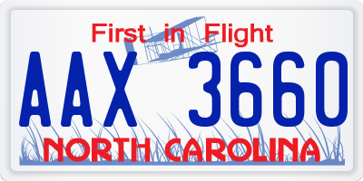 NC license plate AAX3660