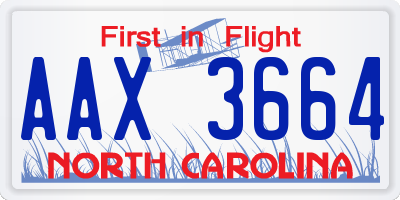 NC license plate AAX3664