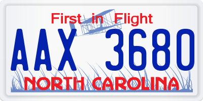 NC license plate AAX3680