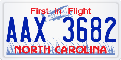 NC license plate AAX3682