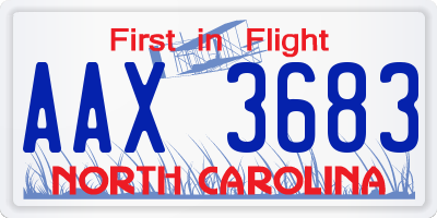 NC license plate AAX3683